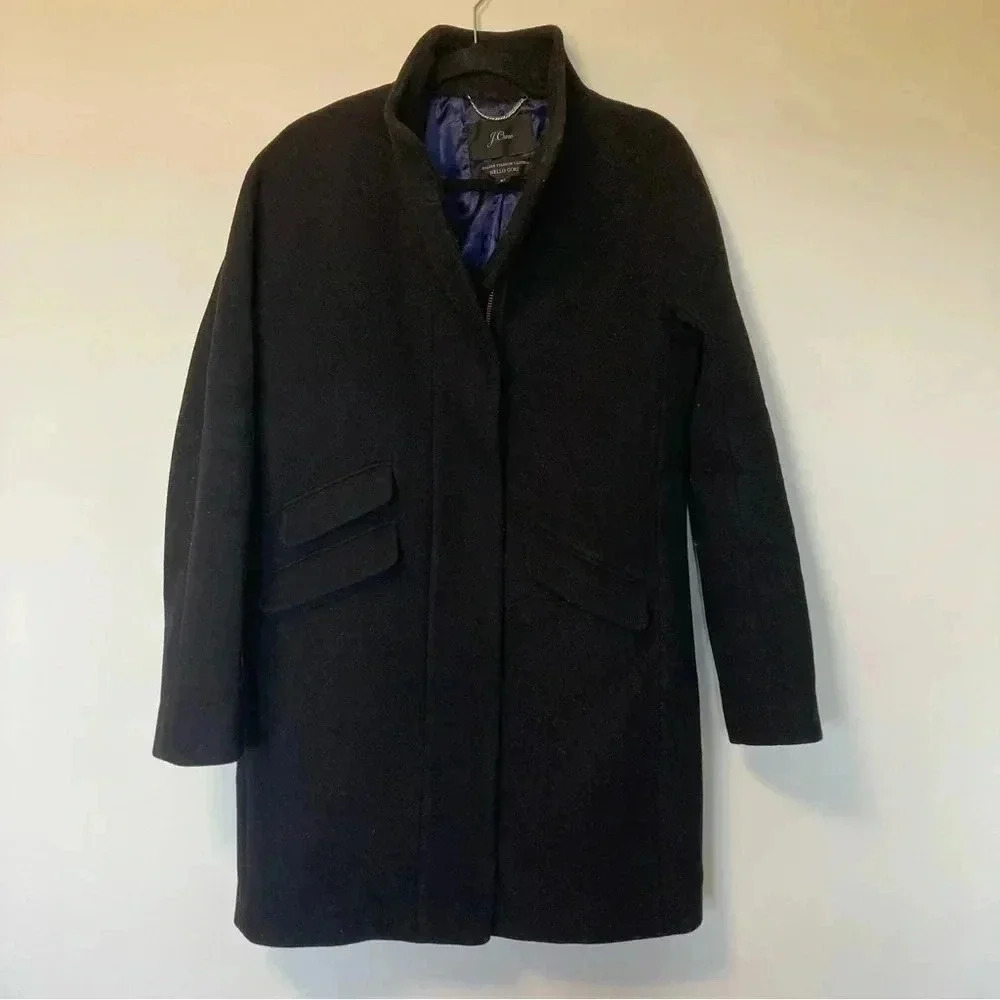J. Crew nello gori Italian stadium cloth wool coat in black